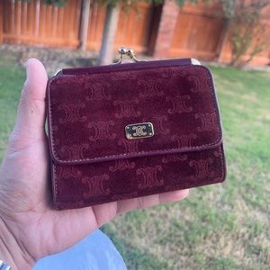 Celine Vintage 1970’s Macadam Suede Trifold Short Wallet